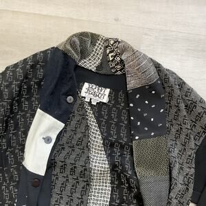 Vintage Donna Jessica Boho Art To Wear Patchwork Blazer Black and White Size 1